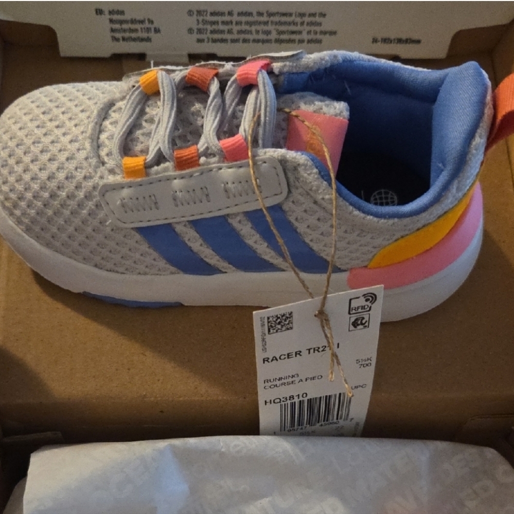🆕️ Adidas Baby Racer TR211 Toodler 6 Gray and Blue Sneakers - Picture 6 of 6